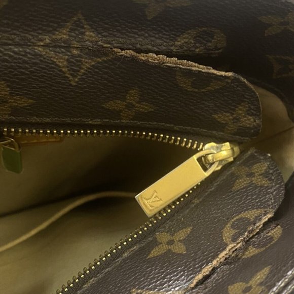 LOUIS VUITTON Logo Luco Shoulder Tote Bag Monogram Leather Brown - Picture 2 of 16